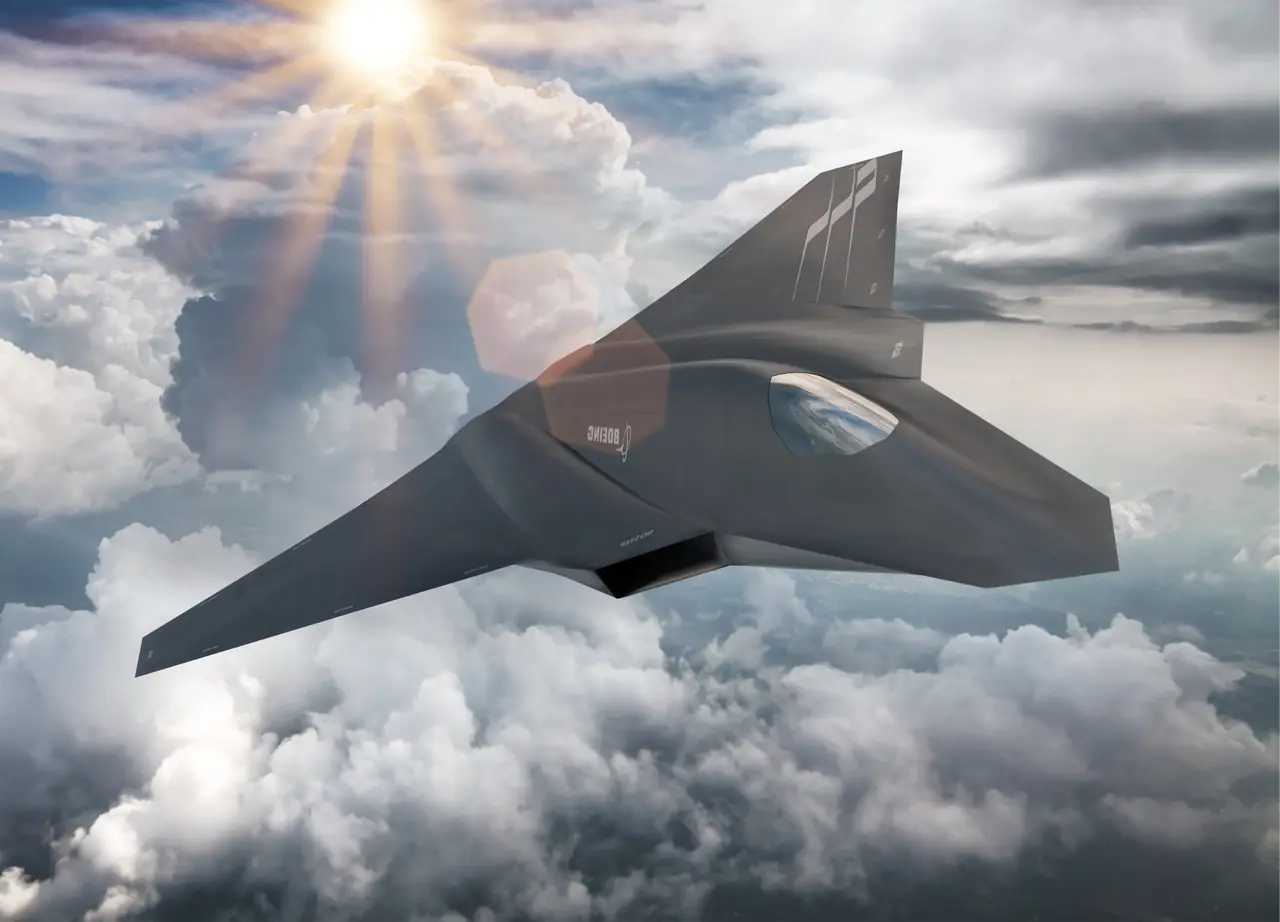 A stealth aircraft above the clouds